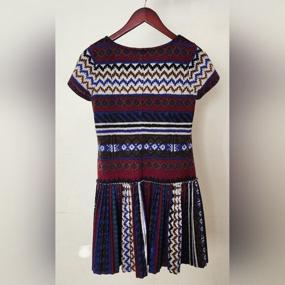 LONDON TIMES Multi Print Short Sleeves Pleated Knit Dress Size 2P - Picture 10 of 11